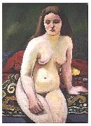 August Macke Female nude at a knited carpet Germany oil painting artist